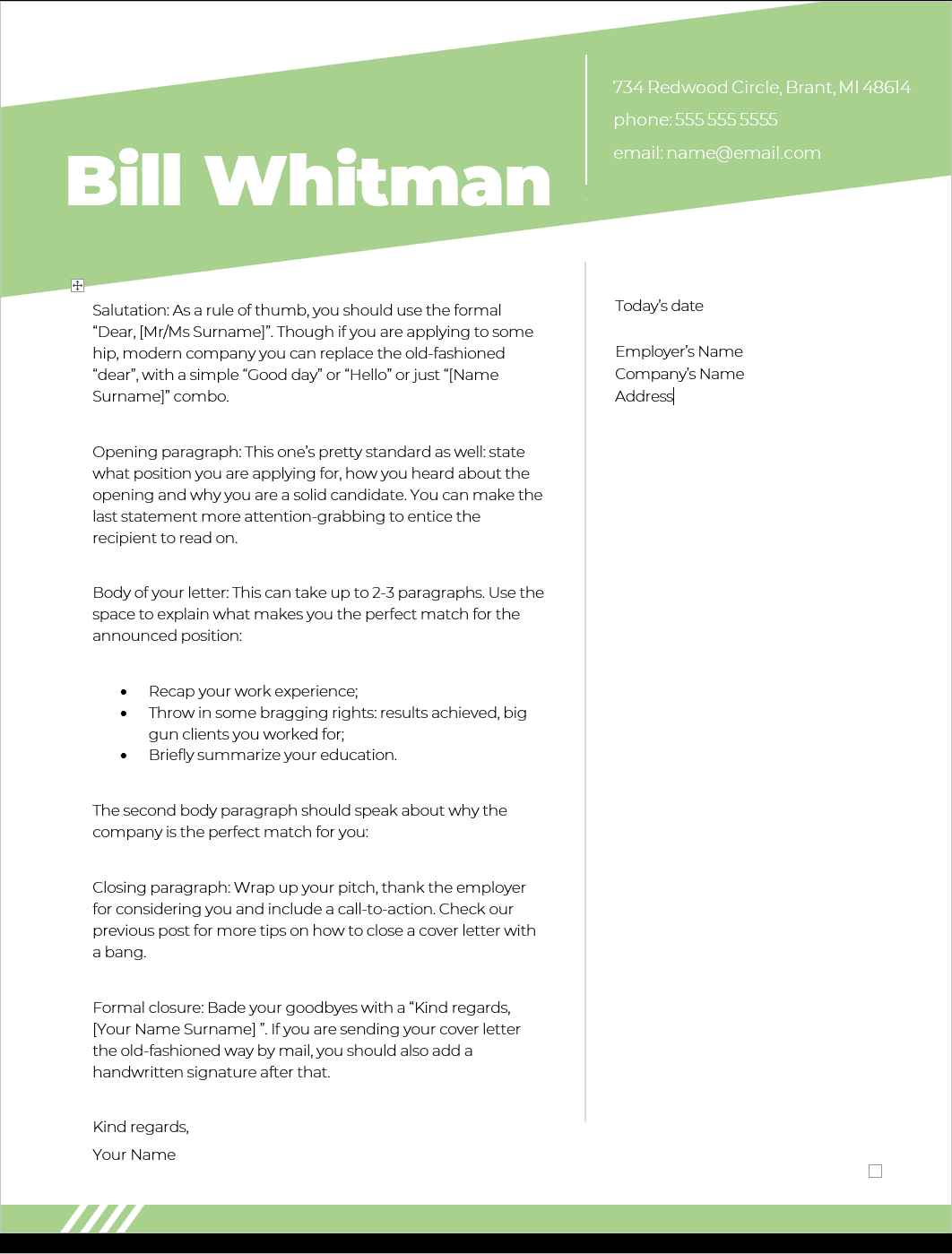 Cover Letter 1 Preview