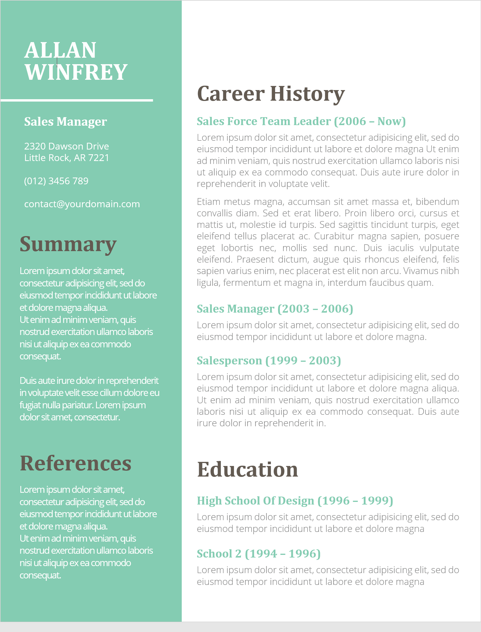 Resume 1 Preview